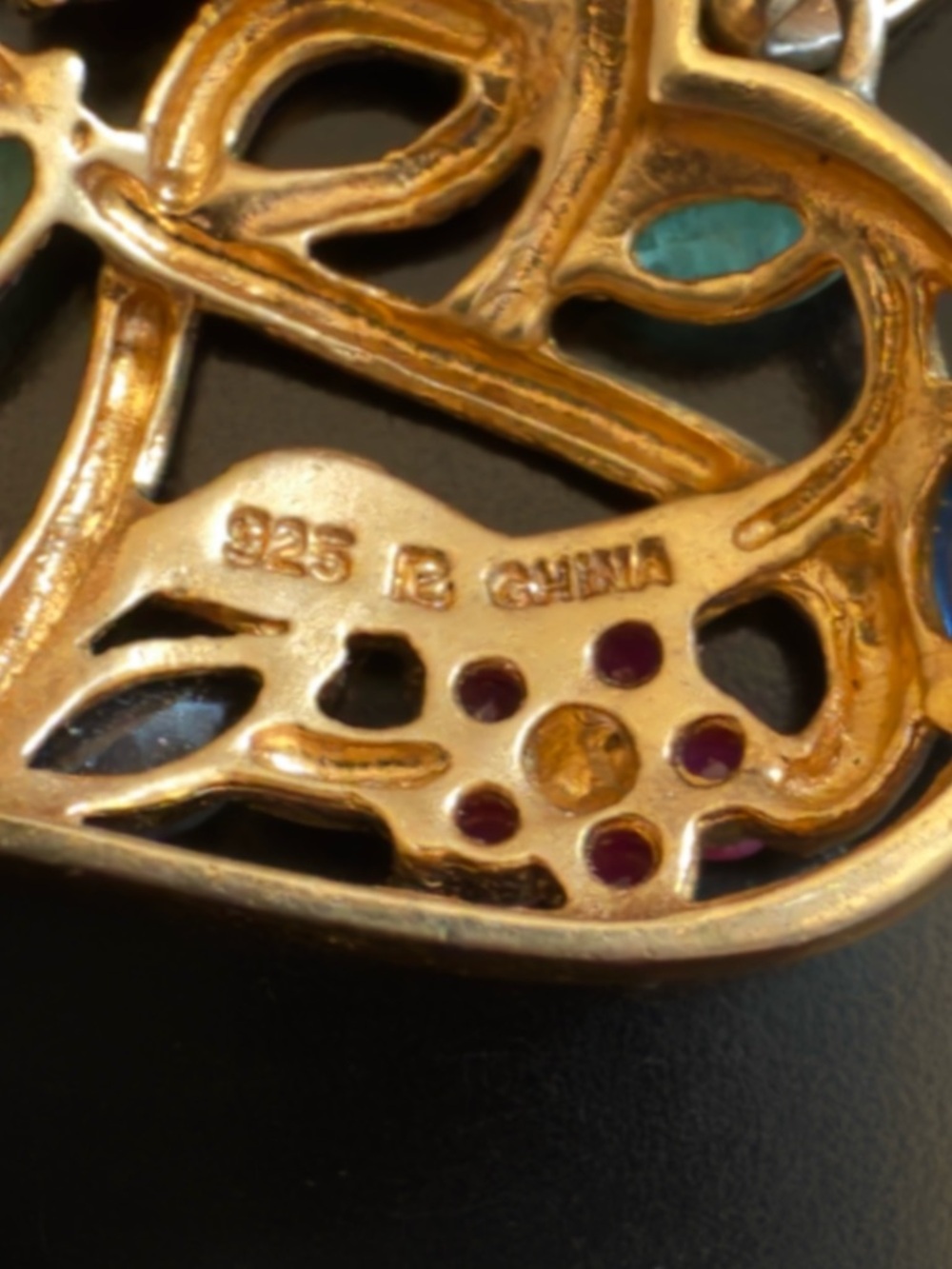 Gold Vermeil Sterling Heart Pendant Ruby Sapphire Emerald Gemstones Ross Simons - Picture 2 of 6
